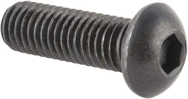 Made in USA - M8x1.25 Metric Coarse Hex Socket Drive, Button Screw - Alloy Steel, Black Oxide Finish, Fully Threaded, 25mm Length Under Head - Apex Tool & Supply