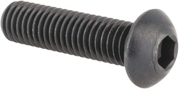 Made in USA - M8x1.25 Metric Coarse Hex Socket Drive, Button Screw - Alloy Steel, Black Oxide Finish, Fully Threaded, 30mm Length Under Head - Apex Tool & Supply