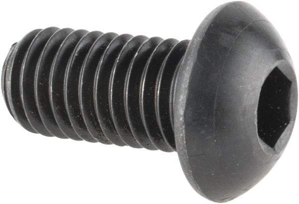 Made in USA - M10x1.50 Metric Coarse Hex Socket Drive, Button Screw - Alloy Steel, Black Oxide Finish, Fully Threaded, 20mm Length Under Head - Apex Tool & Supply