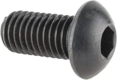 Made in USA - M10x1.50 Metric Coarse Hex Socket Drive, Button Screw - Alloy Steel, Black Oxide Finish, Fully Threaded, 20mm Length Under Head - Apex Tool & Supply