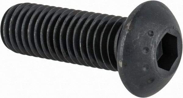 Made in USA - M10x1.50 Metric Coarse Hex Socket Drive, Button Screw - Alloy Steel, Black Oxide Finish, Fully Threaded, 30mm Length Under Head - Apex Tool & Supply
