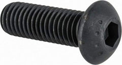 Made in USA - M10x1.50 Metric Coarse Hex Socket Drive, Button Screw - Alloy Steel, Black Oxide Finish, Fully Threaded, 30mm Length Under Head - Apex Tool & Supply