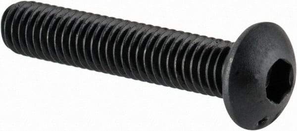 Made in USA - M3x0.50 Metric Coarse Hex Socket Drive, Button Screw - Alloy Steel, Black Oxide Finish, Fully Threaded, 16mm Length Under Head - Apex Tool & Supply