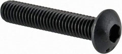 Made in USA - M3x0.50 Metric Coarse Hex Socket Drive, Button Screw - Alloy Steel, Black Oxide Finish, Fully Threaded, 16mm Length Under Head - Apex Tool & Supply