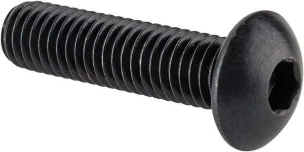Made in USA - M5x0.80 Metric Coarse Hex Socket Drive, Button Screw - Alloy Steel, Black Oxide Finish, Fully Threaded, 20mm Length Under Head - Apex Tool & Supply