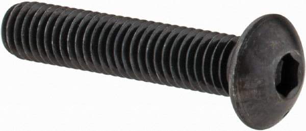 Made in USA - M5x0.80 Metric Coarse Hex Socket Drive, Button Screw - Alloy Steel, Black Oxide Finish, Fully Threaded, 25mm Length Under Head - Apex Tool & Supply