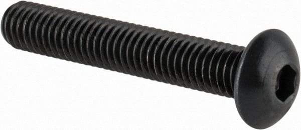 Made in USA - M5x0.80 Metric Coarse Hex Socket Drive, Button Screw - Alloy Steel, Black Oxide Finish, Fully Threaded, 30mm Length Under Head - Apex Tool & Supply