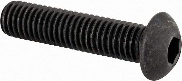 Made in USA - M8x1.25 Metric Coarse Hex Socket Drive, Button Screw - Alloy Steel, Black Oxide Finish, Fully Threaded, 35mm Length Under Head - Apex Tool & Supply