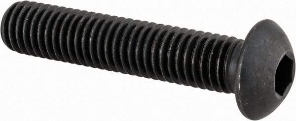 Made in USA - M8x1.25 Metric Coarse Hex Socket Drive, Button Screw - Alloy Steel, Black Oxide Finish, Fully Threaded, 40mm Length Under Head - Apex Tool & Supply