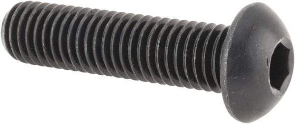 Made in USA - M10x1.50 Metric Coarse Hex Socket Drive, Button Screw - Alloy Steel, Black Oxide Finish, Fully Threaded, 40mm Length Under Head - Apex Tool & Supply