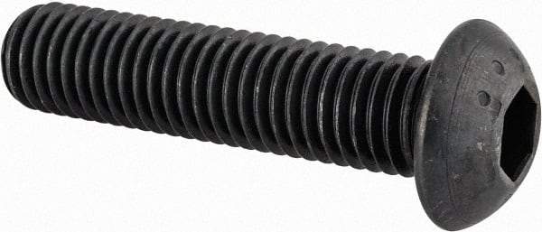 Made in USA - M12x1.75 Metric Coarse Hex Socket Drive, Button Screw - Alloy Steel, Black Oxide Finish, Fully Threaded, 50mm Length Under Head - Apex Tool & Supply