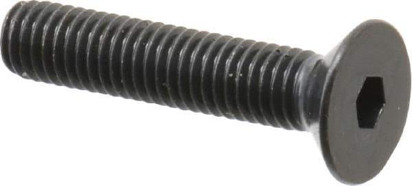 Made in USA - M5x0.80 Metric Coarse Hex Socket Drive, 90° Flat Head Socket Cap Screw - Grade 10.9 Alloy Steel, Black Oxide Finish, Fully Threaded, 25mm Length Under Head - Apex Tool & Supply