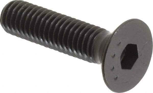 Made in USA - M6x1.00 Metric Coarse Hex Socket Drive, 90° Flat Head Socket Cap Screw - Grade 10.9 Alloy Steel, Black Oxide Finish, Fully Threaded, 25mm Length Under Head - Apex Tool & Supply