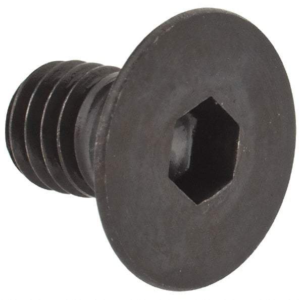 Made in USA - M6x1.00 Metric Coarse Hex Socket Drive, 90° Flat Head Socket Cap Screw - Grade 10.9 Alloy Steel, Black Oxide Finish, Fully Threaded, 10mm Length Under Head - Apex Tool & Supply