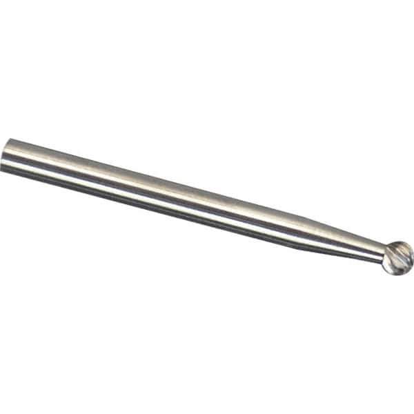 Made in USA - 3/32" Cut Diam, 1/8" Shank Diam, Ball Head Chipbreaker Cut Burr - Carbide, 3/32" LOC, 3" OAL - Apex Tool & Supply