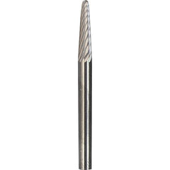 Made in USA - 3mm Cut Diam, 0.1181" Shank Diam, Cone Head Single Cut Burr - Carbide, 12.7mm LOC, 38mm OAL - Apex Tool & Supply