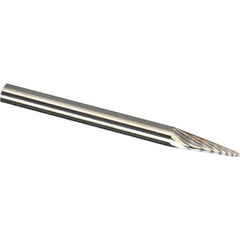 Made in USA - 3mm Cut Diam, 0.1181" Shank Diam, Cone Head Chipbreaker Cut Burr - Carbide, 8.9mm LOC, 38mm OAL - Apex Tool & Supply