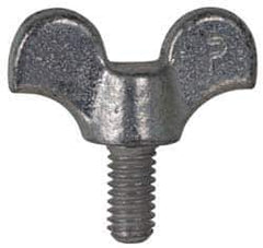 Value Collection - 3/8-16 Winged Shoulder Grade 32510 Iron Thumb Screw - 3-7/8" OAL, 1-11/16" Head Diam x 7/8" Head Height, Zinc-Plated Finish - Apex Tool & Supply