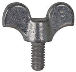 Value Collection - 3/8-16 Winged Shoulder Grade 32510 Iron Thumb Screw - 2-7/8" OAL, 1-11/16" Head Diam x 7/8" Head Height, Zinc-Plated Finish - Apex Tool & Supply
