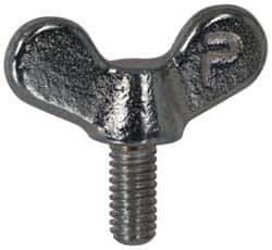 Value Collection - 3/8-16 Winged Shoulder Grade 32510 Iron Thumb Screw - 2-3/8" OAL, 1-13/16" Head Diam x 7/8" Head Height, Zinc-Plated Finish - Apex Tool & Supply