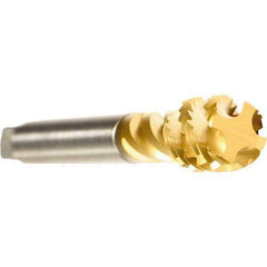 Emuge - M16x2.00 Metric 4 Flute 6H Bottoming Spiral Flute Tap - Cobalt, TiN Finish, 110mm OAL, Right Hand Flute, Right Hand Thread, Series Enorm - Apex Tool & Supply