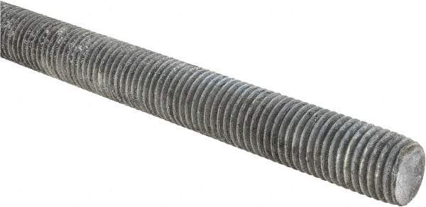 Made in USA - 7/8-9 UNC (Coarse), 2' Long, Low Carbon Steel Threaded Rod - Hot-Dipped Galvanized Finish, Right Hand Thread - Apex Tool & Supply