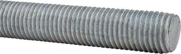 Made in USA - 1-8 UNC (Coarse), 6' Long, Low Carbon Steel Threaded Rod - Hot-Dipped Galvanized Finish, Right Hand Thread - Apex Tool & Supply