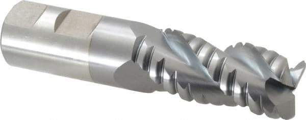 Cleveland - 1" Diam, Coarse Pitch, 2" LOC, 3 Flute Powdered Metal 0.12" Corner Radius Roughing End Mill - TiCN Finish, 4-1/2" OAL, 1" Shank Diam, Single End, Centercutting, 42° Helix - Apex Tool & Supply