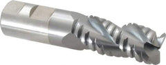 Cleveland - 1" Diam, Coarse Pitch, 2" LOC, 3 Flute Powdered Metal 0.12" Corner Radius Roughing End Mill - TiCN Finish, 4-1/2" OAL, 1" Shank Diam, Single End, Centercutting, 42° Helix - Apex Tool & Supply