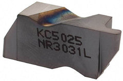 Kennametal - 3031NR Grade KC5025, 1.58mm Cutting Width Carbide Grooving Insert - 2.39mm Max Depth of Cut, Left Hand, 0.79mm Corner Radius, TiAlN Finish - Apex Tool & Supply