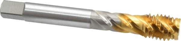 OSG - 5/8-11 UNC 4 Flute 2B Modified Bottoming Spiral Flute Tap - Vanadium High Speed Steel, TiN Finish, 110mm OAL, Right Hand Flute, Right Hand Thread - Apex Tool & Supply