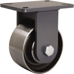 Hamilton - 6" Diam x 3" Wide x 8" OAH Top Plate Mount Rigid Caster - Forged Steel, 3,500 Lb Capacity, Tapered Roller Bearing, 5-1/4 x 7-1/4" Plate - Apex Tool & Supply