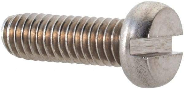 Value Collection - M4x0.70 Metric Coarse, 12mm Length Under Head Slotted Drive Machine Screw - Fillister Head, Grade 18-8 & A2 Stainless Steel, Uncoated, Without Washer - Apex Tool & Supply