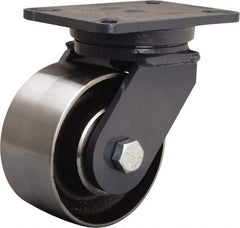 Hamilton - 6" Diam x 3" Wide x 8" OAH Top Plate Mount Swivel Caster - Forged Steel, 3,500 Lb Capacity, Tapered Roller Bearing, 5-1/4 x 7-1/4" Plate - Apex Tool & Supply