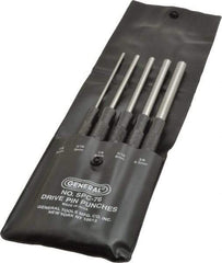 General - 5 Piece, 1/8 to 3/8", Pin Punch Set - Comes in Vinyl Case - Apex Tool & Supply