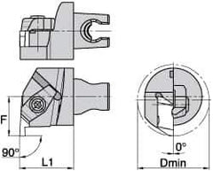 Kennametal - Insert Style NG 2R, 30mm Head Length, Left Hand Cut, Internal Modular Threading Cutting Unit Head - System Size KM3225, 22mm Center to Cutting Edge, Series Top Notch - Apex Tool & Supply