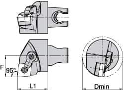Kennametal - Right Hand Cut, Size KM3225, CN.. Insert Compatiblity, Internal Modular Turning & Profiling Cutting Unit Head - 22mm Ctr to Cutting Edge, 30mm Head Length, Through Coolant, Series Kenloc - Apex Tool & Supply