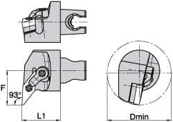 Kennametal - Left Hand Cut, Size KM3225, VN.. Insert Compatiblity, Internal Modular Turning & Profiling Cutting Unit Head - 27mm Ctr to Cutting Edge, 30mm Head Length, Through Coolant, Series Kenloc - Apex Tool & Supply