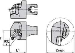 Kennametal - Left Hand Cut, Size KM3225, VN.. Insert Compatiblity, Internal Modular Turning & Profiling Cutting Unit Head - 27mm Ctr to Cutting Edge, 30mm Head Length, Through Coolant, Series Kenloc - Apex Tool & Supply