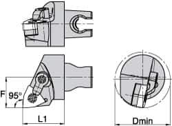 Kennametal - Left Hand Cut, Size KM3225, WN.. Insert Compatiblity, Internal Modular Turning & Profiling Cutting Unit Head - 22mm Ctr to Cutting Edge, 30mm Head Length, Through Coolant, Series Kenloc - Apex Tool & Supply