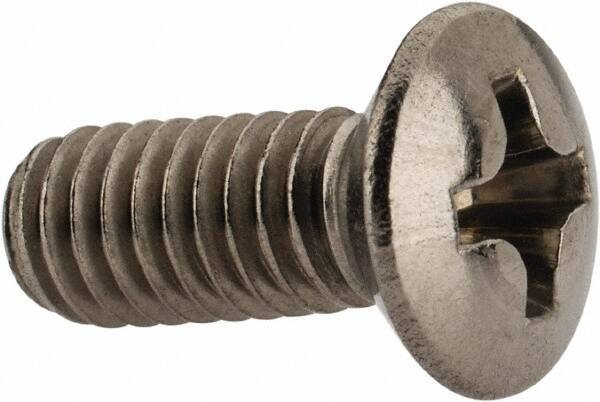 Value Collection - M4x0.70 Metric Coarse, 10mm OAL Phillips Drive Machine Screw - Oval Head, Grade 18-8 & A2 Stainless Steel, Uncoated, Without Washer - Apex Tool & Supply