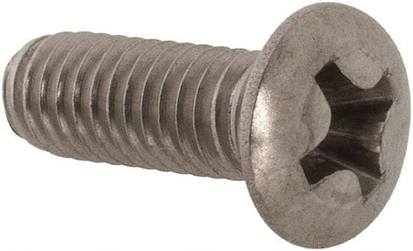Value Collection - M4x0.70 Metric Coarse, 12mm OAL Phillips Drive Machine Screw - Oval Head, Grade 18-8 & A2 Stainless Steel, Uncoated, Without Washer - Apex Tool & Supply