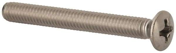 Value Collection - M4x0.70 Metric Coarse, 35mm OAL Phillips Drive Machine Screw - Oval Head, Grade 18-8 & A2 Stainless Steel, Uncoated, Without Washer - Apex Tool & Supply
