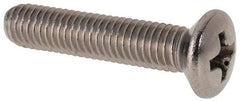 Value Collection - M5x0.80 Metric Coarse, 25mm OAL Phillips Drive Machine Screw - Oval Head, Grade 18-8 & A2 Stainless Steel, Uncoated, Without Washer - Apex Tool & Supply