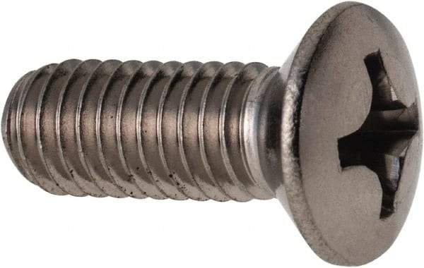 Value Collection - M6x1.00 Metric Coarse, 16mm OAL Phillips Drive Machine Screw - Oval Head, Grade 18-8 & A2 Stainless Steel, Uncoated, Without Washer - Apex Tool & Supply