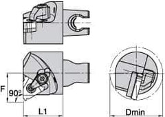 Kennametal - Insert Style LT 16NR, 30mm Head Length, Right Hand Cut, Modular Threading Cutting Unit Head - System Size KM3225, 22mm Center to Cutting Edge, Series LT Threading - Apex Tool & Supply