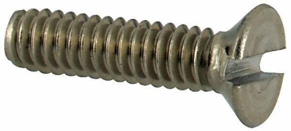 Value Collection - M2x0.40 Metric Coarse, 8mm OAL Slotted Drive Machine Screw - Flat Head, Grade 316 & A4 Stainless Steel, Uncoated, Without Washer - Apex Tool & Supply