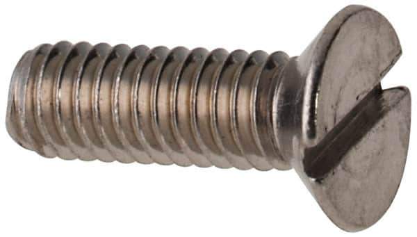 Value Collection - M2.5x0.45 Metric Coarse, 8mm OAL Slotted Drive Machine Screw - Flat Head, Grade 316 & A4 Stainless Steel, Uncoated, Without Washer - Apex Tool & Supply