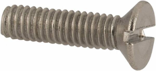 Value Collection - M2.5x0.45 Metric Coarse, 10mm OAL Slotted Drive Machine Screw - Flat Head, Grade 316 & A4 Stainless Steel, Uncoated, Without Washer - Apex Tool & Supply