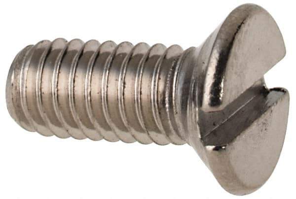Value Collection - M4x0.70 Metric Coarse, 10mm OAL Slotted Drive Machine Screw - Flat Head, Grade 316 & A4 Stainless Steel, Uncoated, Without Washer - Apex Tool & Supply